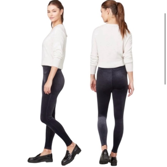 Spanx Classic Navy Velvet Leggings - Picture 3 of 14